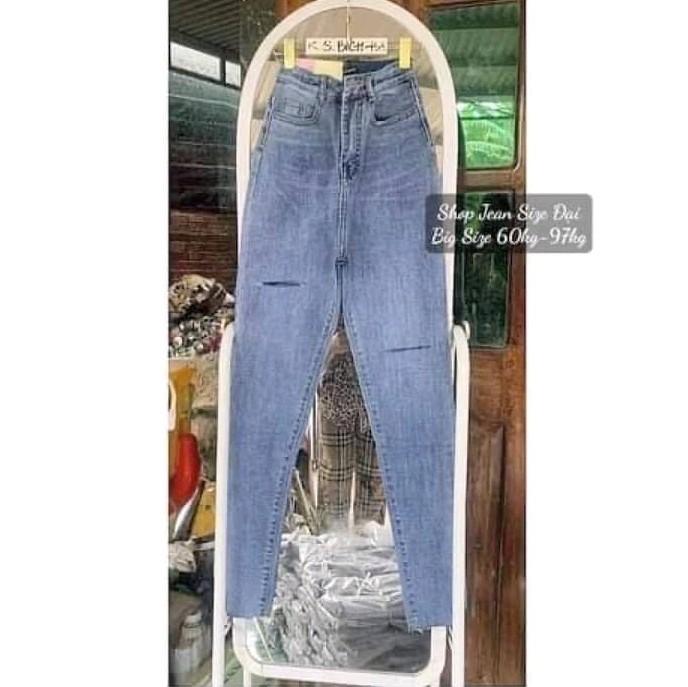 Quần Jean Nữ Bigsize 60kg-98kg Màu Xanh Nhạt Râu Mèo Tua Lai  Denim 4