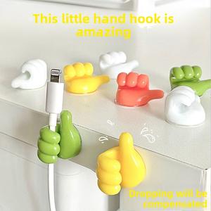 Móc Sắp Xếp Dây Cáp Ngón Tay Cái, Bộ Thu Dây Cáp, Thiết Kế Sáng Tạo, Dễ Thương, Cố Định Để Lưu Trữ Cáp Dữ Liệu, Không Dấu Vết, Không Cần Đục Lỗ, Móc Dính, Thích Hợp Cho [Q-Men] nẹp  dây  điện  dán  tường