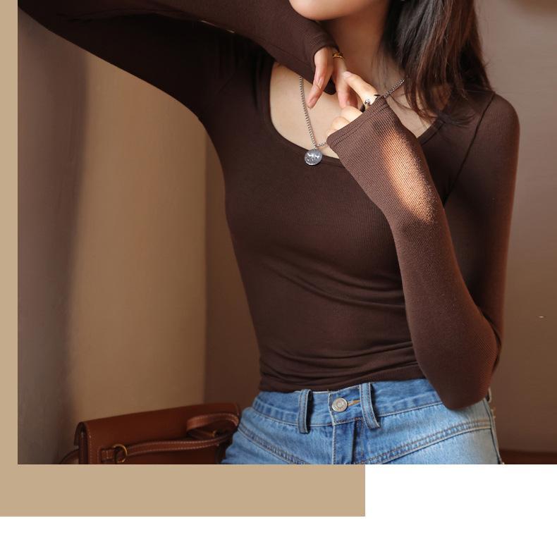 Product Introduction of 2025 Spring, Summer, Autumn Bottoming Shirt Black Low-Neck Women's Spring and Autumn Tops Long Sleeve Inner Wear Korean Style Slim Fit 20