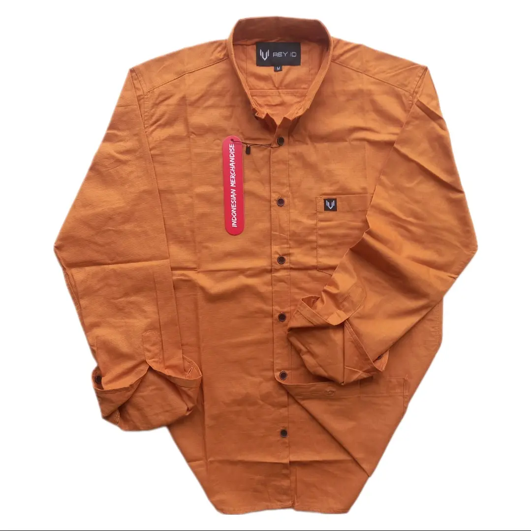 Baju Panjang Pria Kemeja Polos Cowok By REY ID Slim-fitting