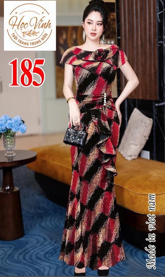 Product Introduction of Dress m185 . ĐẦM TRUNG NIÊN THIẾT KẾ ĐI TIỆC. ĐẦM DẠ HỘI ĐUÔI CÁ CHE KHUYẾT ĐIỂM SIÊU XINH  Women 9