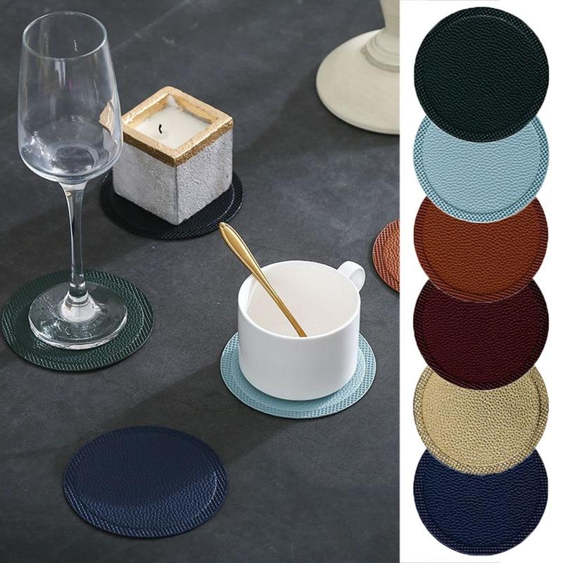 Product Introduction of Pad Tahan Panas, Kulit PU Berkualiti Tinggi, Anti Melecur, Pad Pinggan Anti Gelincir, Bentuk Bulat, Tahan Panas, Coaster 14