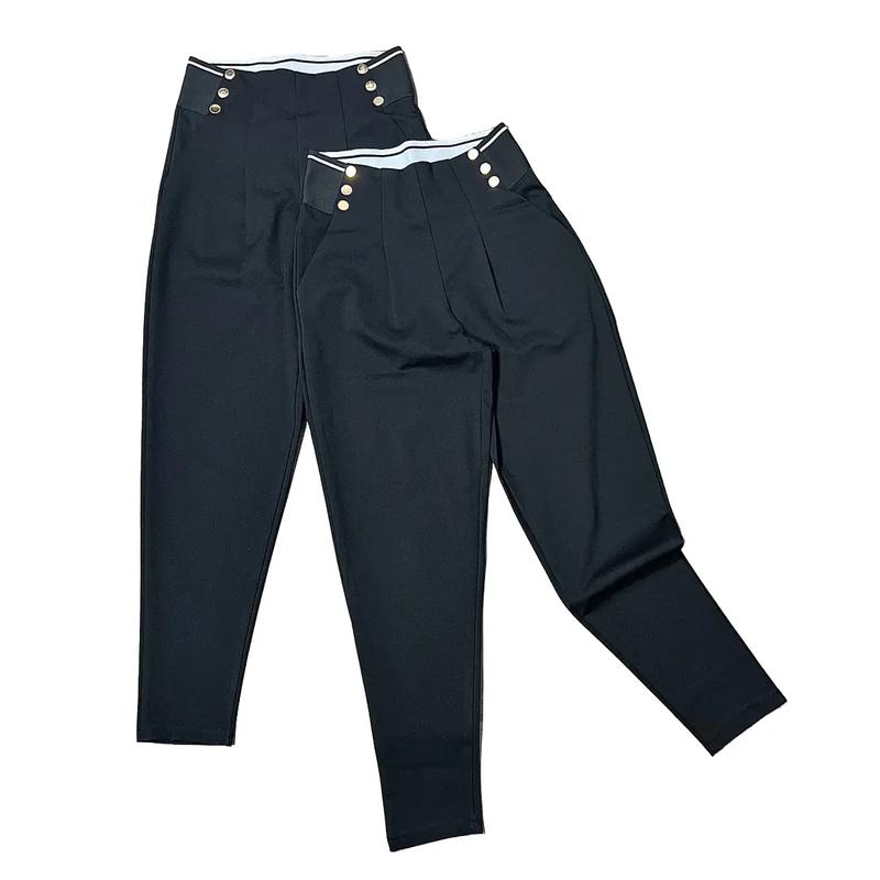 BIGSIZE Quần baggy nữ 6 Cúc lưng cao dáng baggy nữ vải umi hàn co giãn 4 chiều - Quần baggy 9 tấc công sở 6 cúc bigsize từ 40KG - 140KG Pants Women Nhung Tim Kem Khuy