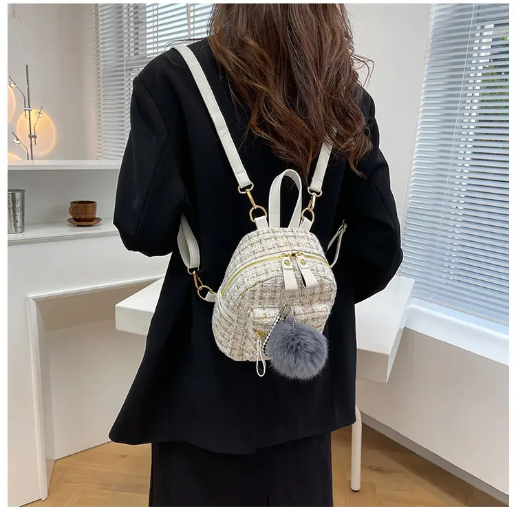 Ba Lô Nữ EMMAYCLSET Vải Dạ Kim Tuyến Đeo Được Chéo EM128 Đeo Vai Da Backpack mcm  balo 7