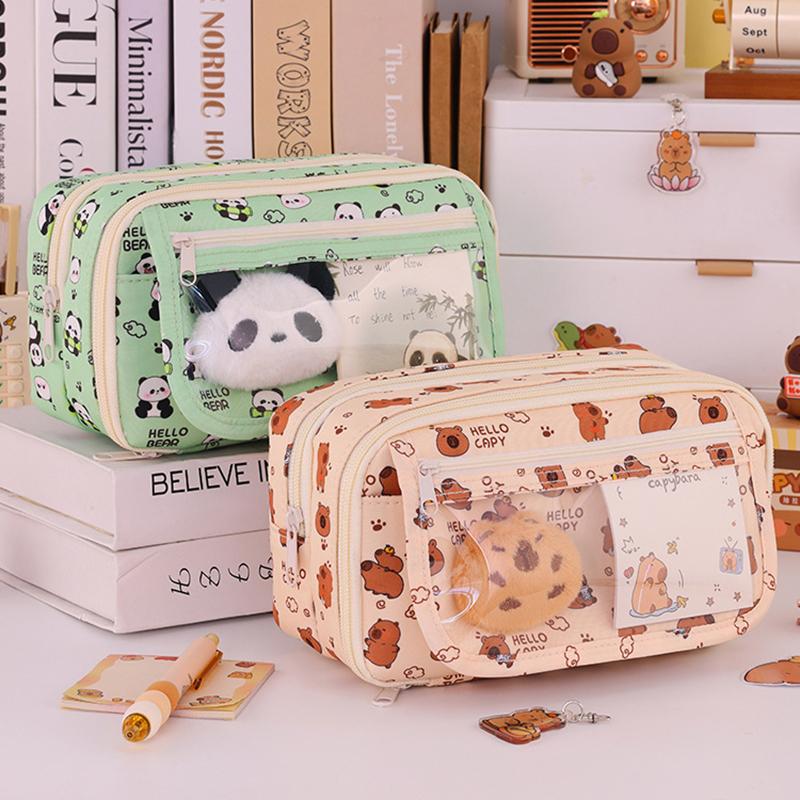 Hộp Đựng Bút Chì Capybara Phong Cách Kawaii Dung Tích Lớn Thiết Kế Hoạt Hình Túi Đựng Bút Văn Phòng Phẩm Dụng Cụ Sắp Xếp Bút Thích Hợp Cho Trẻ Em Đồ Dùng Học Tập hộp bút nhiều ngăn