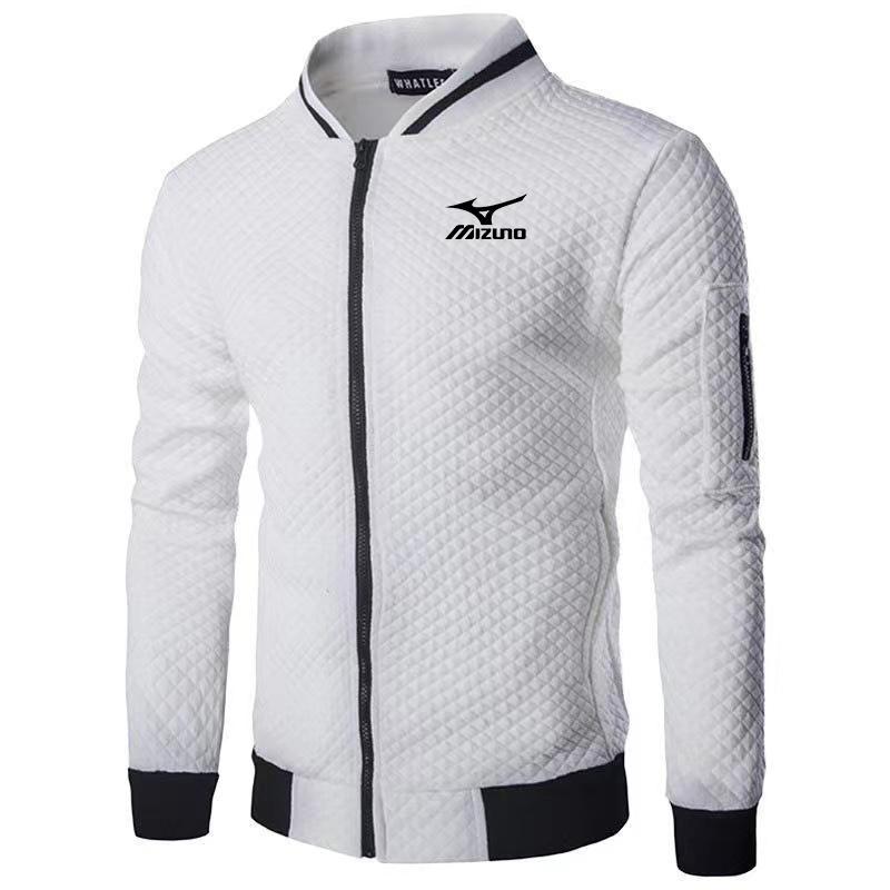 Áo Khoác Nam Mizuno Cỡ Trẻ Trung Thiết Kế Phi Công Mỏng Nhung Thô In Hình Áo Khoác Cardigan Có Khóa Kéo Phong Cách Thường Ngày Dài Tay Áo Bóng Chày Dáng Ôm Kẻ Sọc Dễ Phối Đồ Đẹp Trai