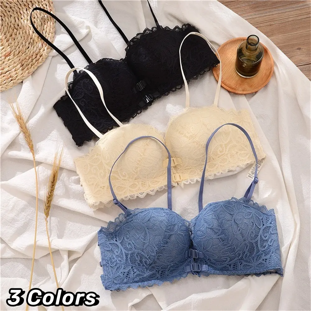 Sexy Lace Bralette Front Closure Bras For Girl Adjustable Underwear Push Up Women Seamless Unwired Brassiere Wireless Soft Bottom