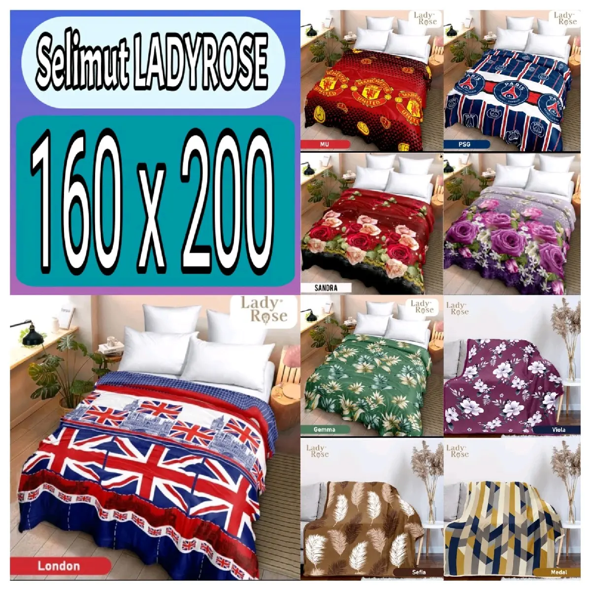 Selimut Ladyrose uk 160x200 Lembut