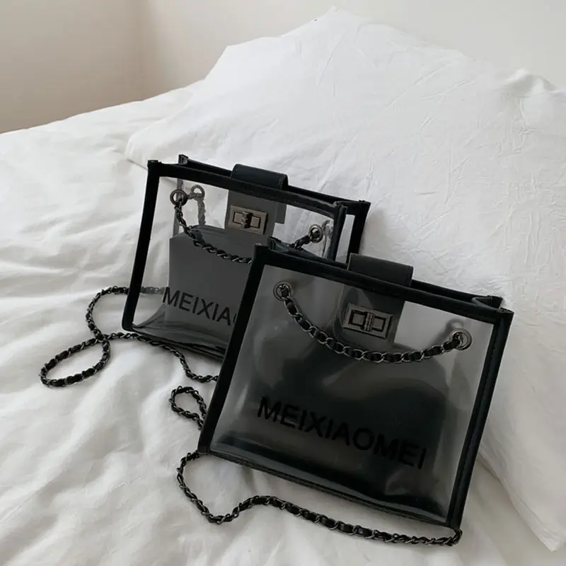 Túi Nhỏ Cho Nữ, Phong Cách Hàn Quốc Mới, Túi Đeo Vai Dễ Phối Đồ Thời Trang, Dây Xích Xích Trong Suốt, túi Messenger, Ins