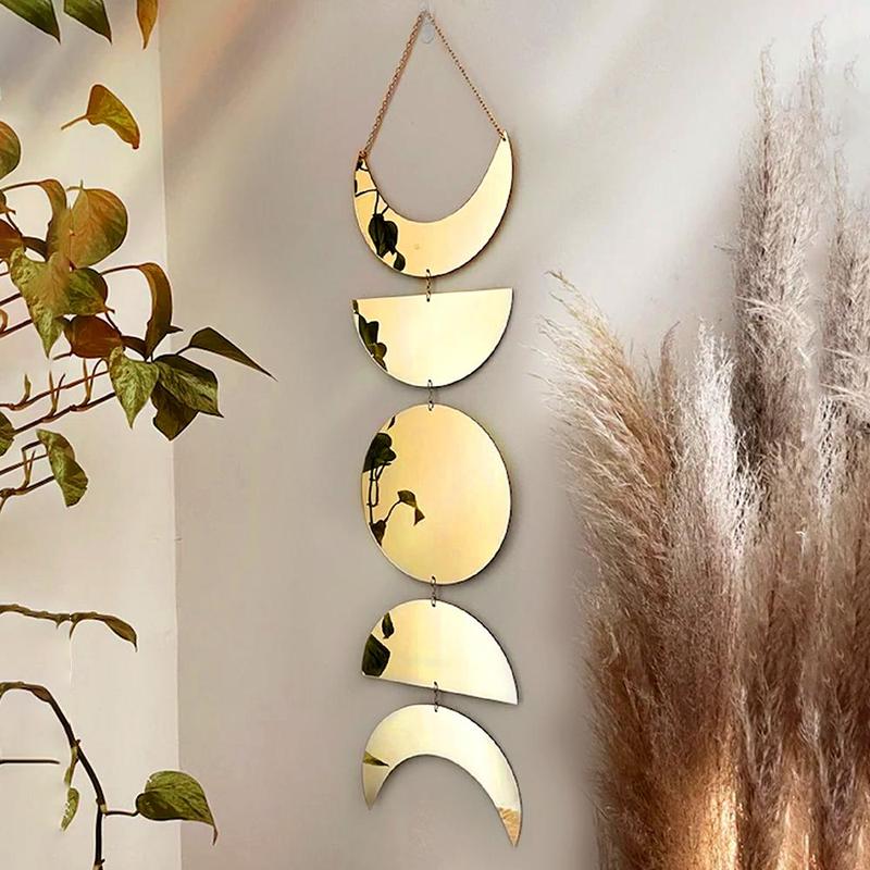 Moon Design Wall Hanging Mirror, 1 Count Creative Moon Pendant, Wall Hanging Ornament for Home Bedroom Living Room 4