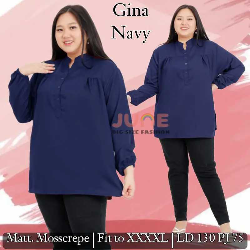 JUNE -  ATASAN JUMBO WANITA LD 130 / BAJU JUMBO WANITA / BAJU KERJA JUMBO WANITA 4XL / ATASAN BIG SIZE WANITA / BAJU JUMBO WANITA SIZE XXXXL / BAJU WANITA UKURAN BESAR MUAT HINGGA BB 100 + 3
