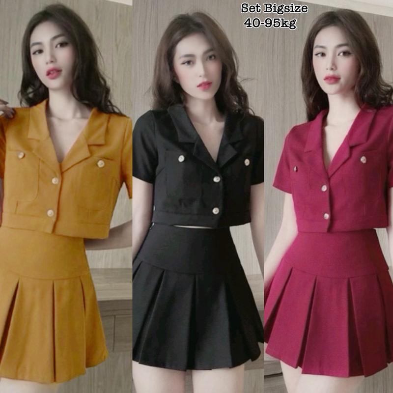 Thời Trang Én Nhỏ Có Bigsize - Set Áo Croptop Và Chân Váy Bigsize Vải Lụa Chéo Thiết Kế Dự Tiệc Nữ Cao Cấp Xinh Đẹp Sang Trọng Dễ Thương Giá Rẻ đủ size 40-95kg ennhocobigsize Top Bigsize Váy Đầm Trắng Nhung Voi Đen