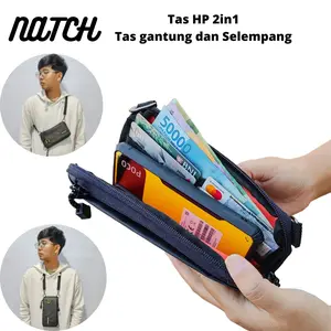 NEZORERO - Tas Selempang Hanging 2in1 Wallet Tas HP Dompet HP 4 Slot Kartu Natc Pria