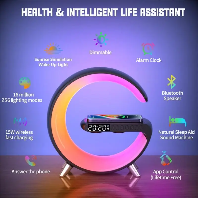 Loa Không Dây Bluetooth Thông Minh G, Cầm Tay, Đèn LED RGB, Có Sạc Không Dây Và Đồng Hồ Cầm Tay Củ Loa Nghe Nhạc
