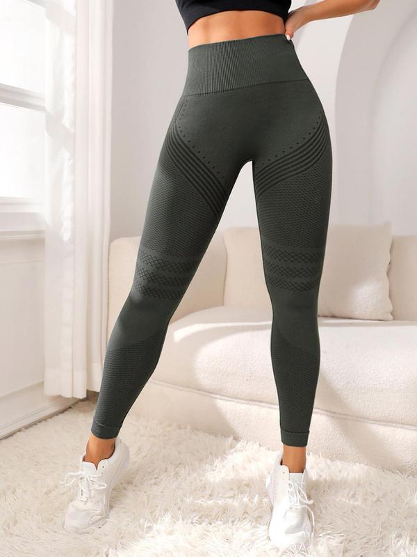 Women's Striped Print High Waist Sports Leggings, Comfy Breathable High Stretch Seamless Skinny Pants for Yoga Running, Ladies Sportswear for Indoor Outdoor Wear 4