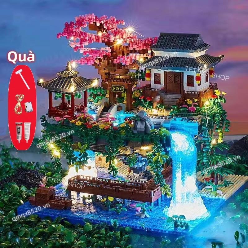  【Tặng búa Và đèn Mô hình lắp ráp Đồ chơi xếp hình lắp ráp kiến trúc 3D Mô hình nhà lắp ráp mô hình size lớn mô hình kiến trúc Vườn tô châu hogwarts 