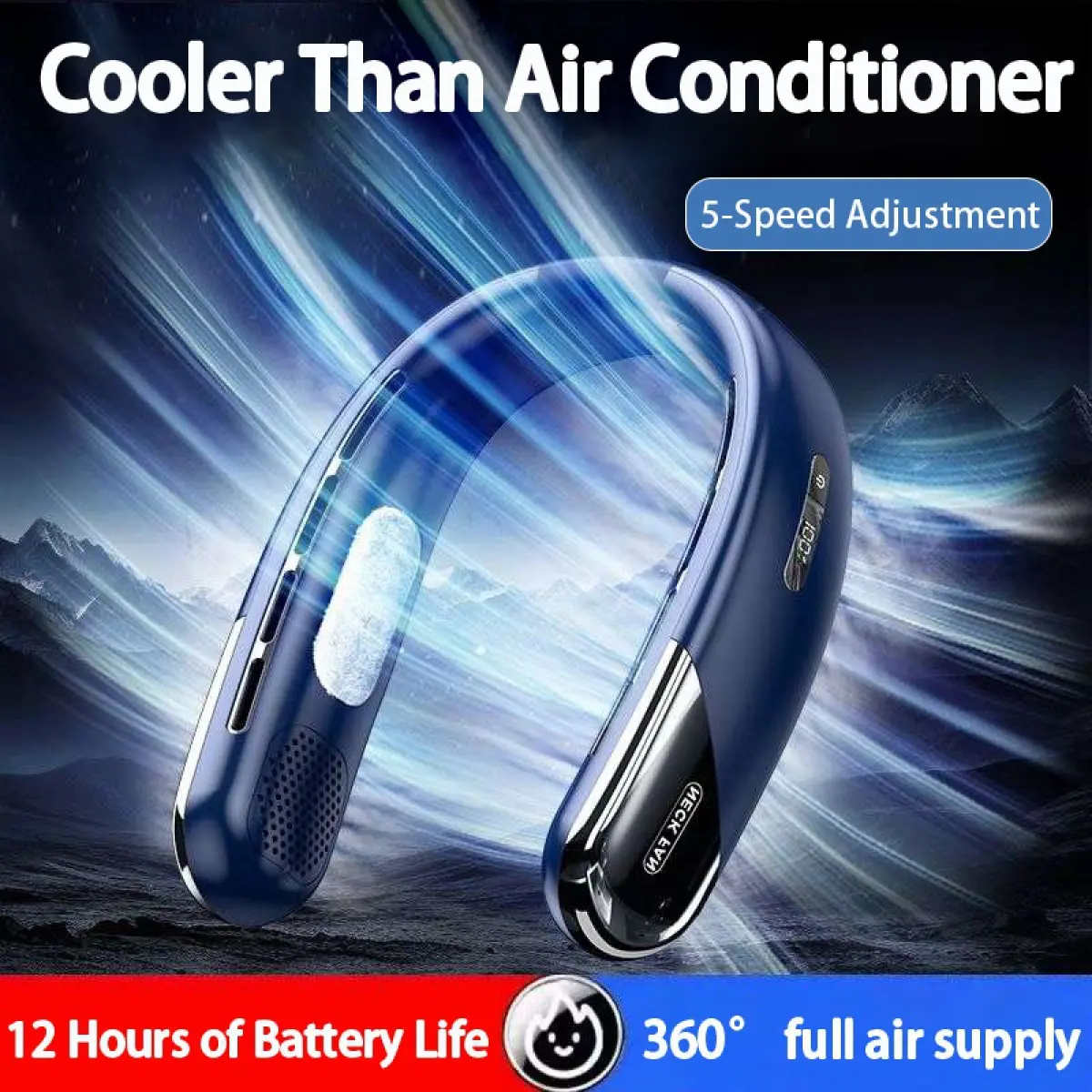 10000m Portable Neck Fan Bladeless Fan USB Rechargeable LED Digital Display Sport Fan Cooling Fan fan