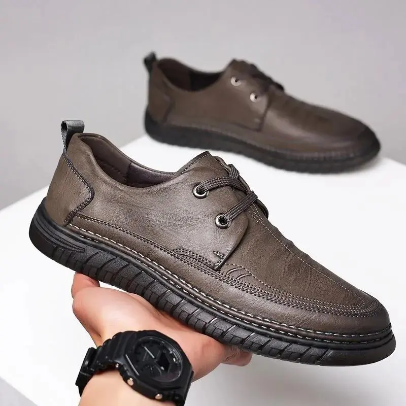 Sepatu kulit pria baru Sepatu kulit sapi kulit sapi lembut Sepatu kulit sapi kulit sapi bisnis kasual sepatu kacang kedelai kasual sepatu pria kasual sepatu pria bagian bawah lembut sepatu pria bagian bawah lembut malas tidak licin Shoes Pantofel 2