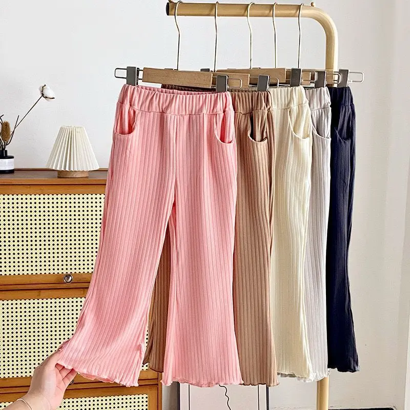 BBKid🦄️Girl 1-8Y Ice Silk Flare Pants Cooling Ice Silk Fabric Seluar Panjang