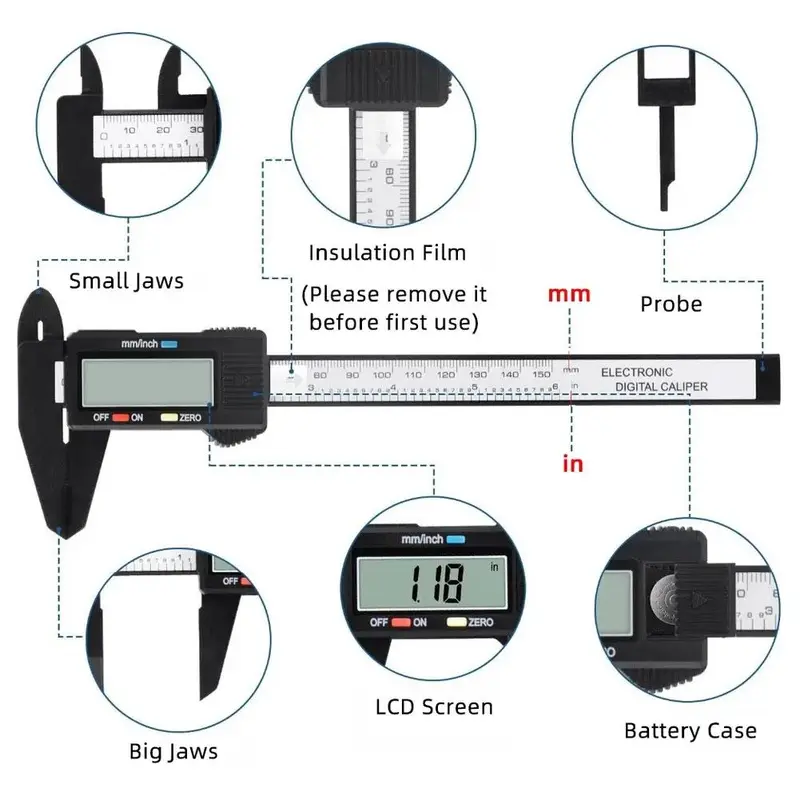 Thước kẹp, với màn hình kỹ thuật số, Vernier Caliper, Vernier hiển thị kỹ thuật số điện tử, F2A8 5
