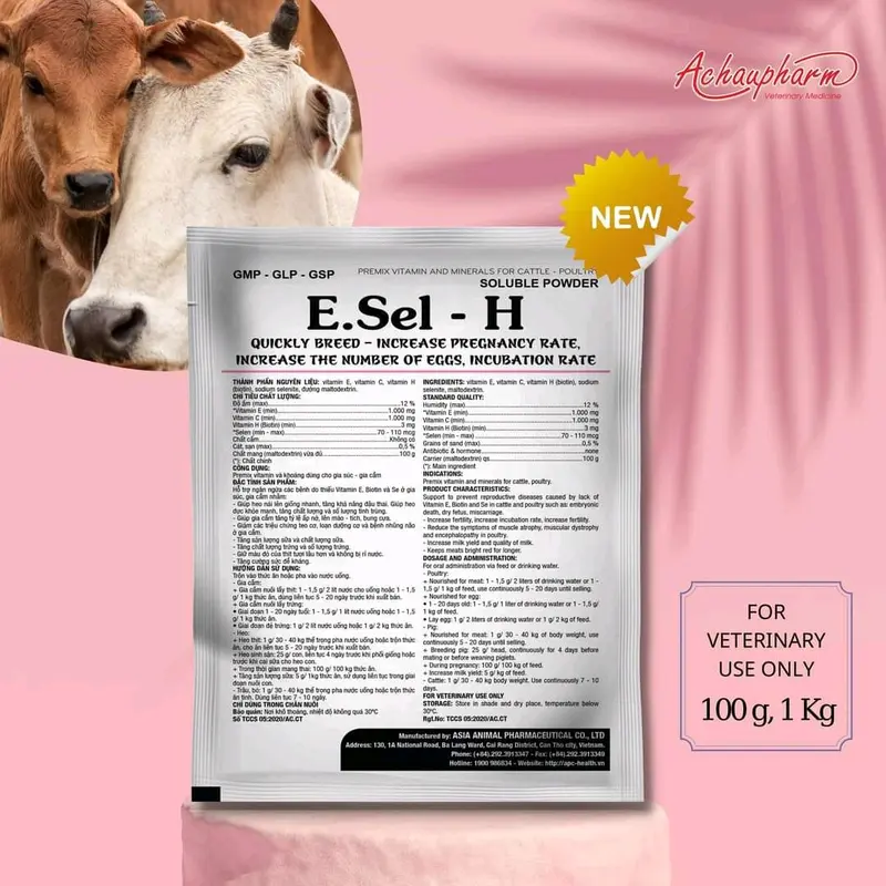 E.SEL-H 100G GIÚP BÒ HEO MAU LÊN GIỐNG - TĂNG SẢN LƯỢNG TRỨNG VÀ TĂNG TỈ LỆ ẤP NỞ TRÊN GÀ 4