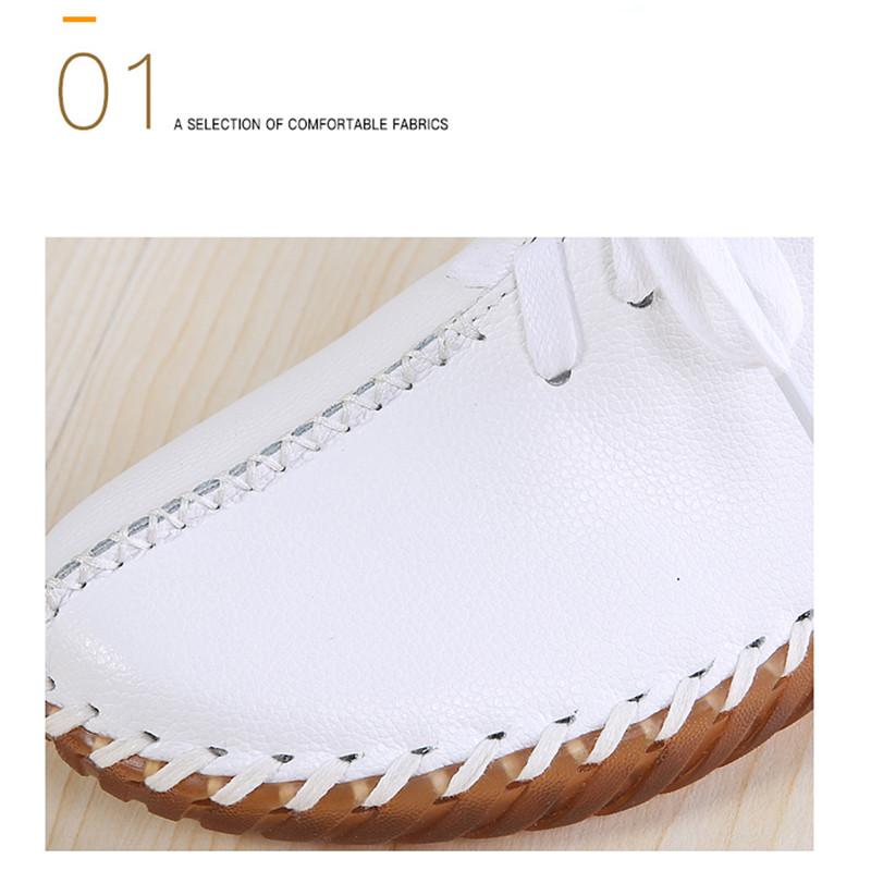 Product Introduction of Leather hand stitched single shoes Soft soled mother shoes lace-up retro fashion casual shoes flat women's shoes 2