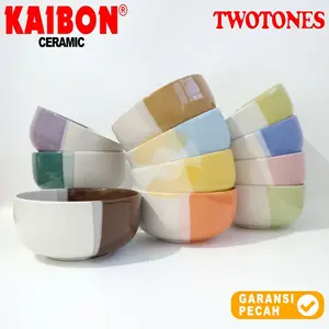 KAIBON 1pcs Bowl Dinner Musli 6in Twotone Color Mangkok Makan Sop 15cm 2 Warna
