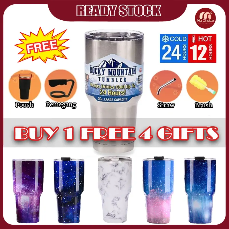 Rocky Mountain Tumbler 900 ML 100% Original + 4 Free Gift