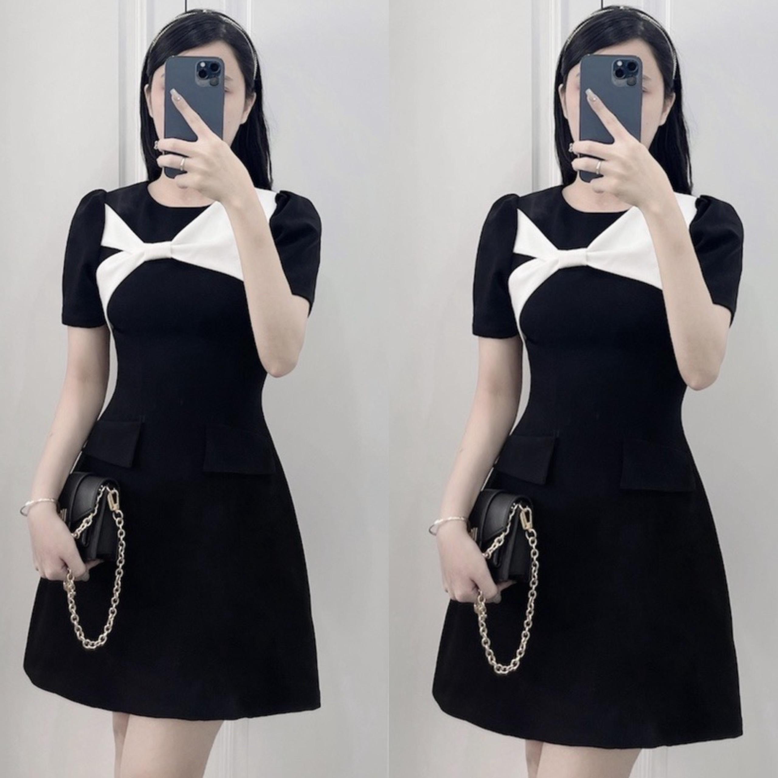 Thời Trang Bigsize Váy Dự Tiệc 50 - 100Kg Vải Cotton Lạnh Cao Cấp Thanh Lịch Nữ Dress Đen Women - A.1049