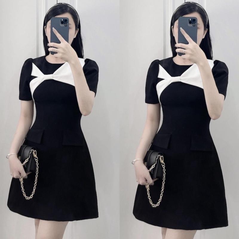  Thời Trang Bigsize Váy Dự Tiệc 50 - 100Kg Vải Cotton Lạnh Cao Cấp Thanh Lịch Nữ Dress Đen Women - A.1049 