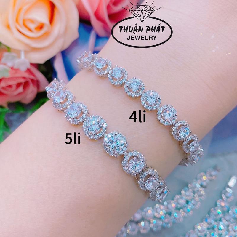 Phụ Kiện Lắc Tay Halo Unisex Tròn Tấm Có Size 4li Và 5Li Cz Đeo Tay Sang Trọng, Trang Sức Bạc Ý Xi Kim- Bạc Thuận Phát
