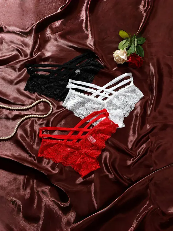 Women's Solid Color Lace Panty, Soft Comfy Breathable Knicker for Daily Wear, Women's Underwear for All Seasons 2