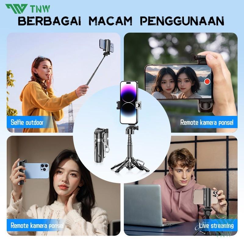 TNW T26 Mini Selfie Stick 3 In 1 Extendable Grip Tripod Portable Tongsis Tripod Bluetooth Remote Control Dan Lampu Foto Video TNW T26 Mini Selfie Stick 3 In 1 Extendable Grip Tripod Portable Tongsis Tripod Bluetooth Remote Control Dan Lampu Foto Video