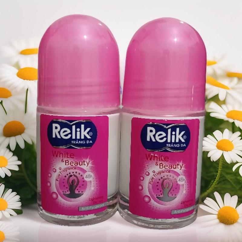 Combo 2 chai Lăn Khử Mùi Trắng Da RELIK White & Beauty Nữ Màu Hồng 25ml. 0