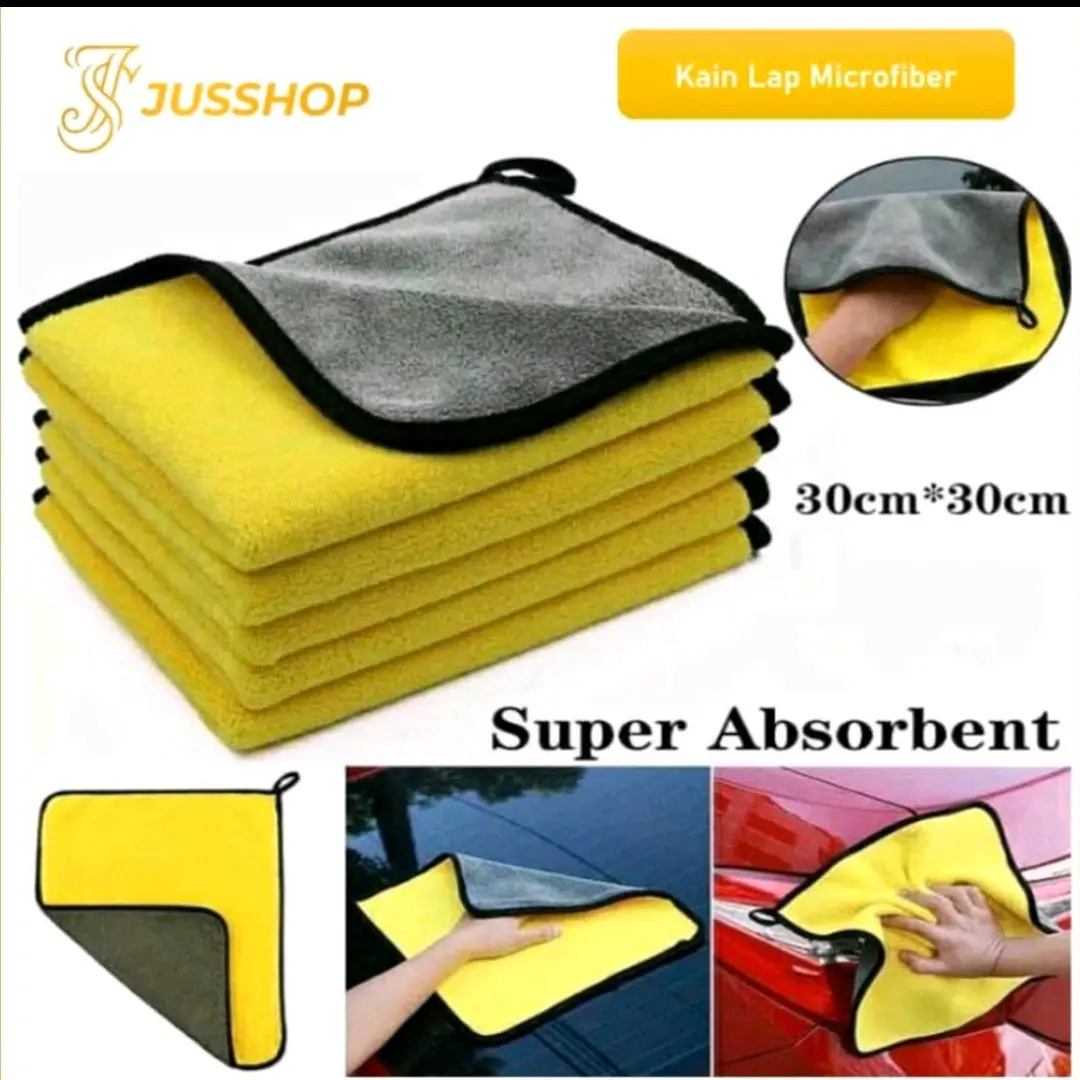 Kain Lap Microfiber Serbaguna 30x30cm Kain Lap Mobil Motor 2 Sisi Multifungsi