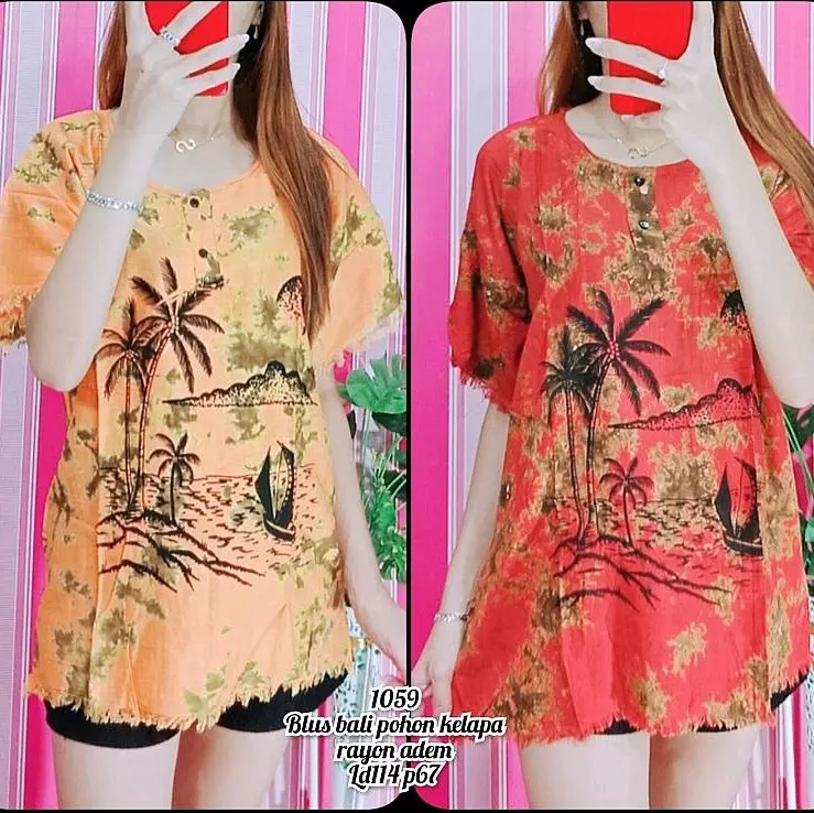 Jk Kaos bali pantai kelapa corak isi 5pcs 2