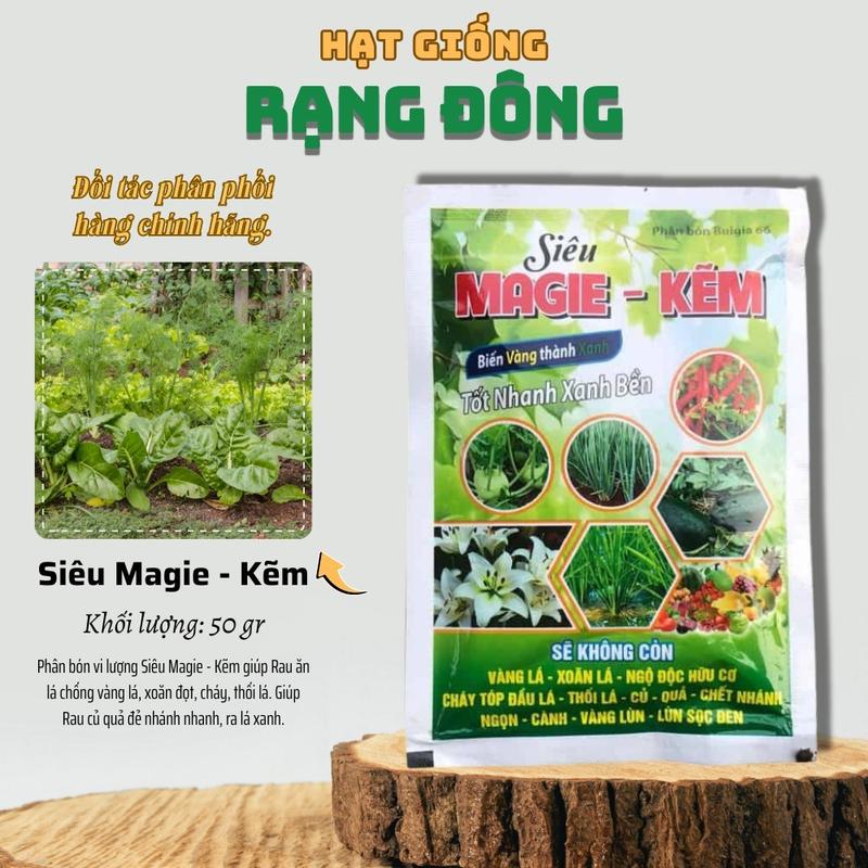 Phân Bón Siêu Magie Kẽm Nông Trang Gói 50gr Xử lý Rau củ quả bị vàng lá xoăn ngọn thối lá - Hạt giống Rạng Đông