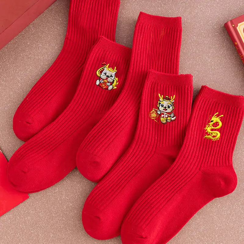 Thickened Festive Red Mid-Tube Geron Warm Fashionable Festival New Year Socks
