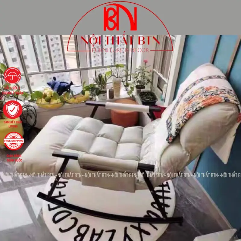 Ghế Bập Bênh Thư Giãn Khung Sắt, Ghế Lười Sofa Thư Giãn, Ghế Nằm Thư Giãn Xem Tivi 1