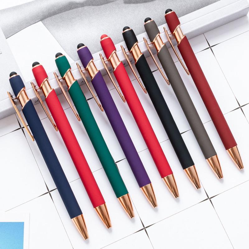 1mm, Bút Bi Bấm Thanh Nhôm Màn Hình Cảm Ứng Đa Chức Năng Mực Đen,Bút Văn Phòng Phẩm Quảng Cáo Kinh Doanh Văn Phòng Kim Loại, 1 Miếng