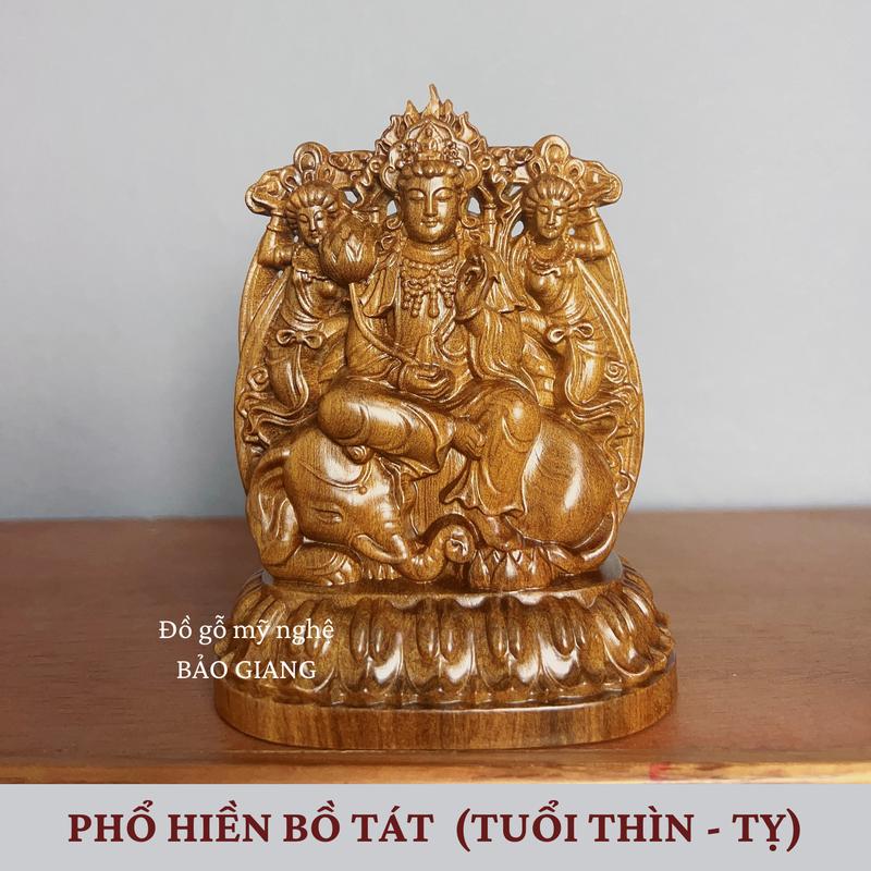 Product Introduction of Tượng phật bản mệnh theo tuổi bằng gỗ bách xanh (cao 12 ngang 9 sâu 6,5 cm) 19