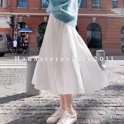 Chân váy dài xếp ly 3 tầng Ulzzang - Chân váy dài dáng xòe [Ảnh thật] hàng có sẵn tại Hana Store