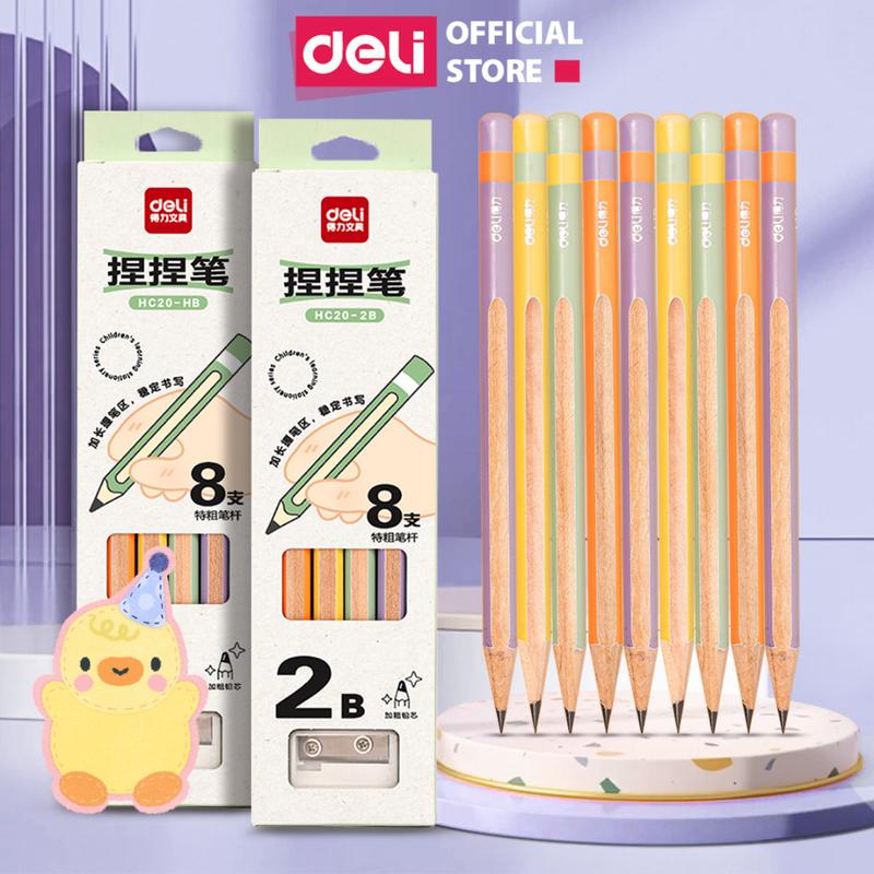  NÂNG CẤP  Bút chì gỗ định vị 2B cho các bé tiểu học tập viết luyện chữ Deli - Phù hợp học sinh sinh viên văn phòng 