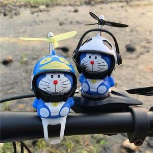 Breaking Wind Cat Bicycle Electric Bike Decoration Figurine Car Ornament Doraemon Robot Cat Ding Dong Cat Helmet Bamboo Dragonfly