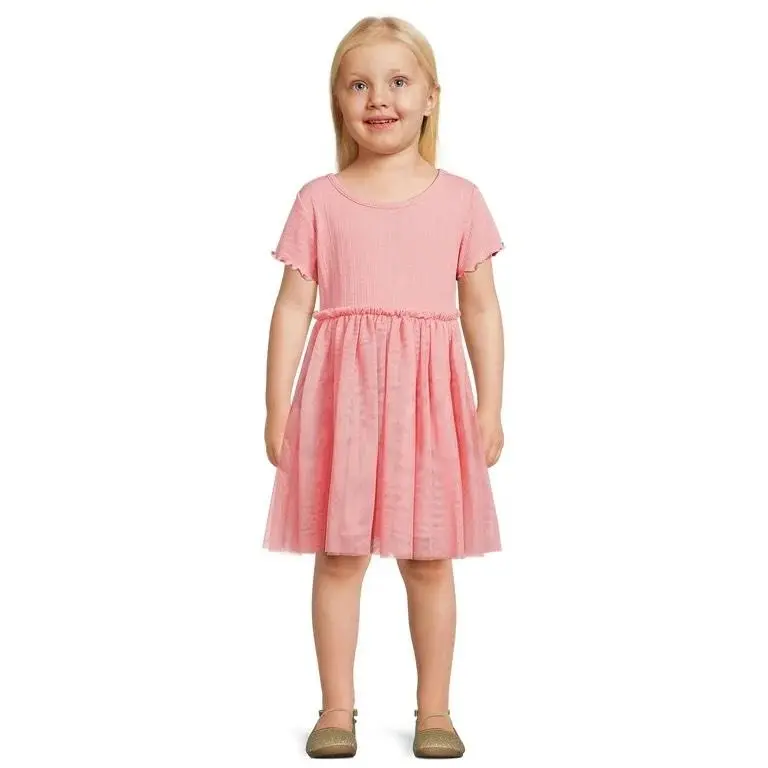 Đầm thun cotton gân tay ngắn xuất dư xịn 12m-5t 4