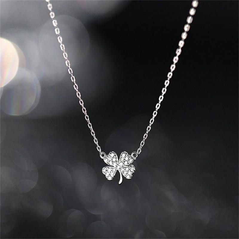 Vòng Cổ Áo Len, Thiết Kế Lá May Mắn Cỏ Bốn Lá, Vòng Cổ Choker, Vòng Cổ Mặt Dây Chuyền Dây Chuyền Chuyền, Dành Cho Nữ 3
