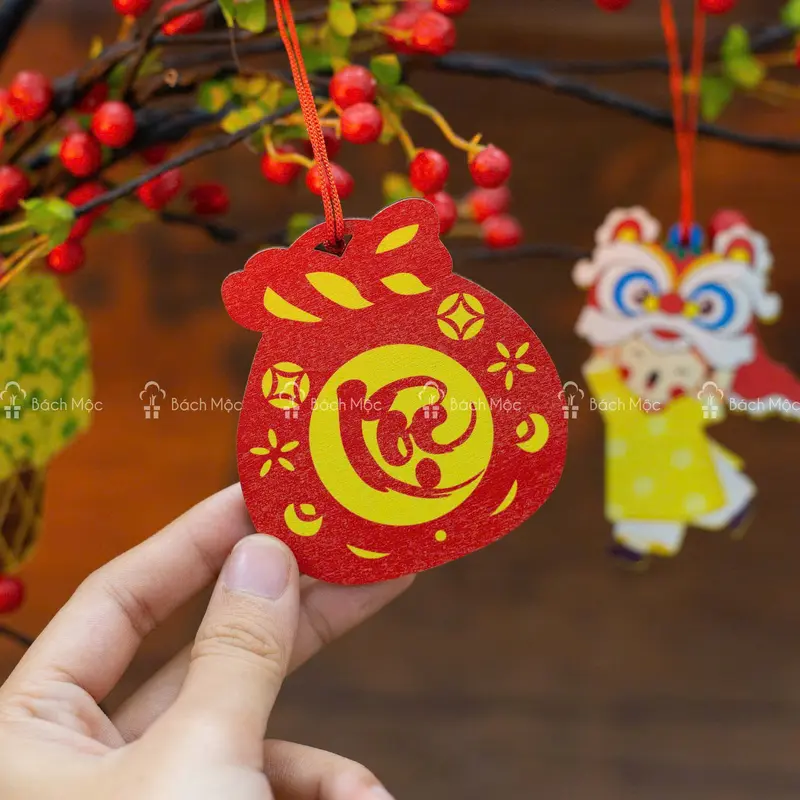 Set 10 hình gỗ (Mua 4 tặng 1) trang trí cầu may mắn, thuận lợi cho cả năm 1