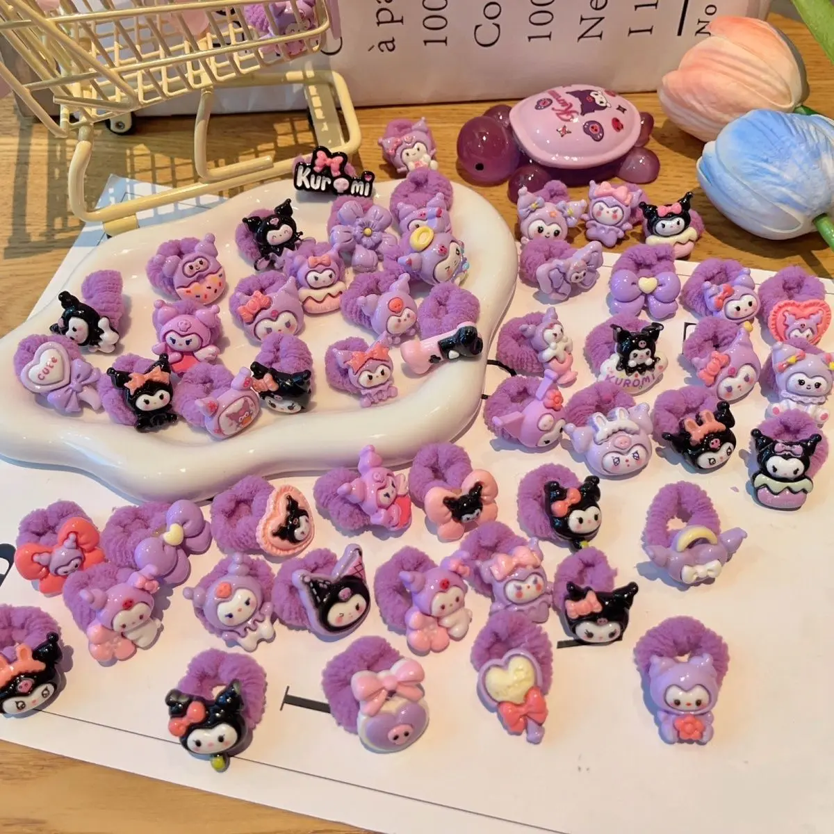 Sanrio Kuromi Children's Baby Hair Tie Thumb Hair Ring Non-Damaging High Elasticity Hair Tie Rubber Band Girls' Hair Accessories