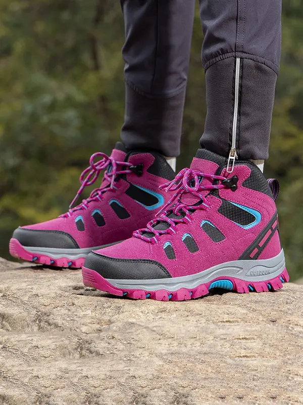 Women's Colorblock Patchwork Lace Up Hiking Shoes, Casual Outdoor Sports Shoes, Breathable Comfortable Non-slip Sneakers for Outdoor Activities 7