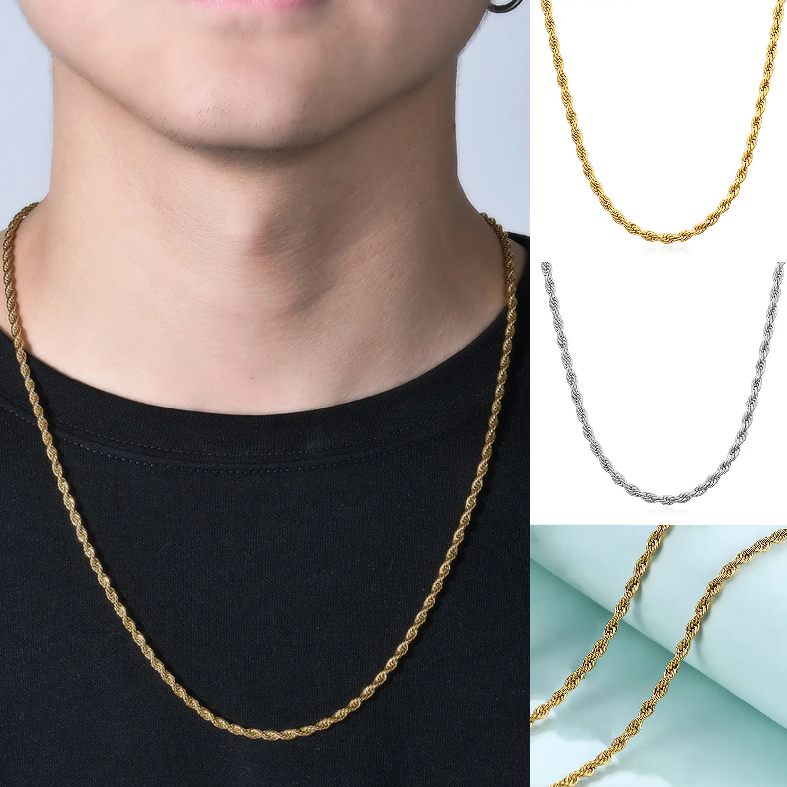 Ruitazd Unisex Casual Necklace Electroplating Fine Workmanship Neck Decoration Handsome Twist Necklace for Going Out